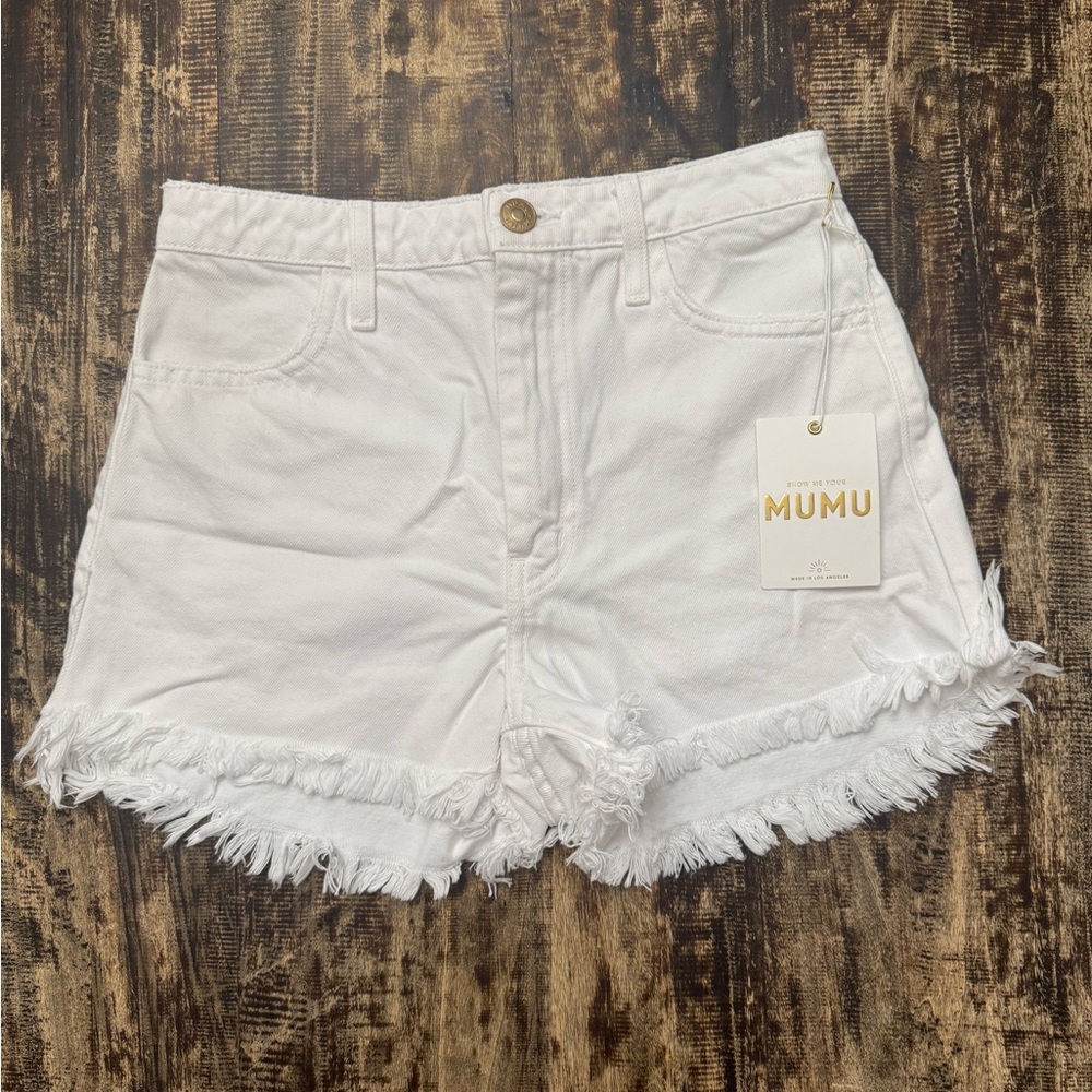 Show Me Your MuMu White Houston High Waisted Jean Shorts